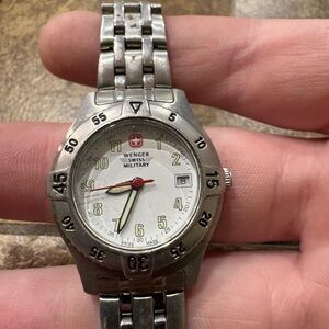 Wenger Swiss Military Date Stainless Steel Quartz Watch White Dial #11
